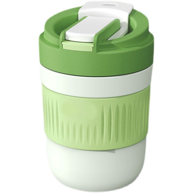 Staklena čaša za vodu s slamkom, prijenosna cilindrična jednostruka čaša, s užetom za nošenje, nepropusna