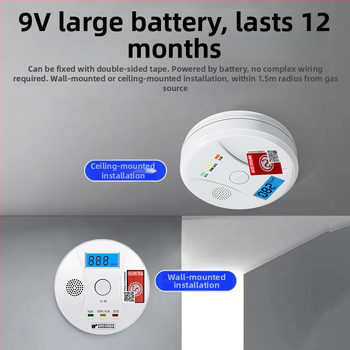 Alarmă fixă de monoxid de carbon pentru casă JM-YK-618 de Yun Zhibang - (interval de alarmă 150 ppm, precizie 0.01 ppm, detecție CO)