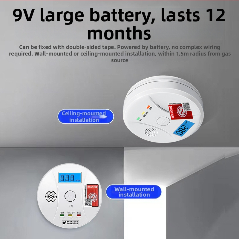 Alarmă fixă de monoxid de carbon pentru casă JM-YK-618 de Yun Zhibang - (interval de alarmă 150 ppm, precizie 0.01 ppm, detecție CO)