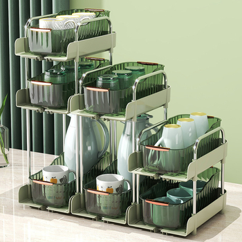 3-slojni stolni ormarić za pohranu sa držačem za šalice, plastični, prijenosni