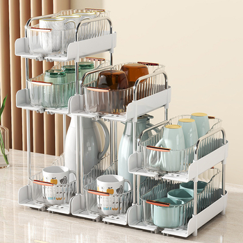 3-slojni stolni ormarić za pohranu sa držačem za šalice, plastični, prijenosni