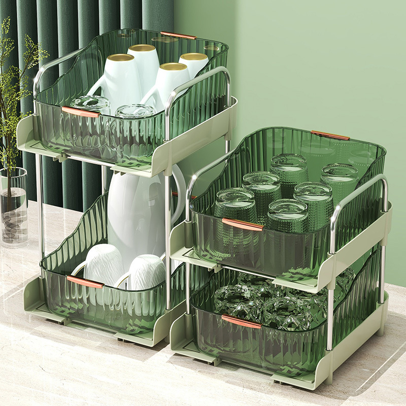 3-slojni stolni ormarić za pohranu sa držačem za šalice, plastični, prijenosni