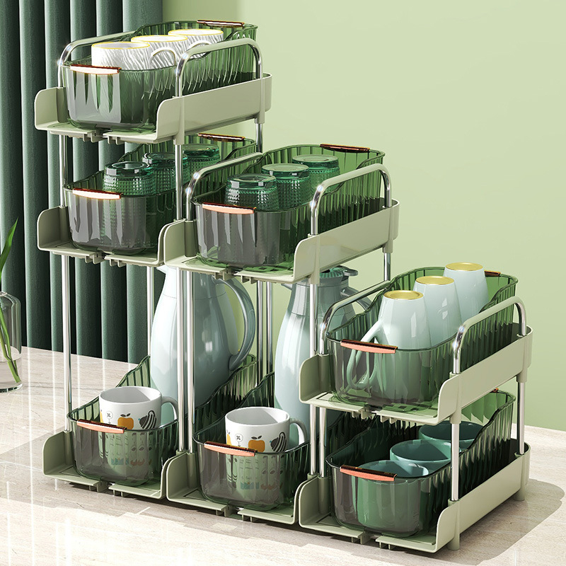 3-slojni stolni ormarić za pohranu sa držačem za šalice, plastični, prijenosni