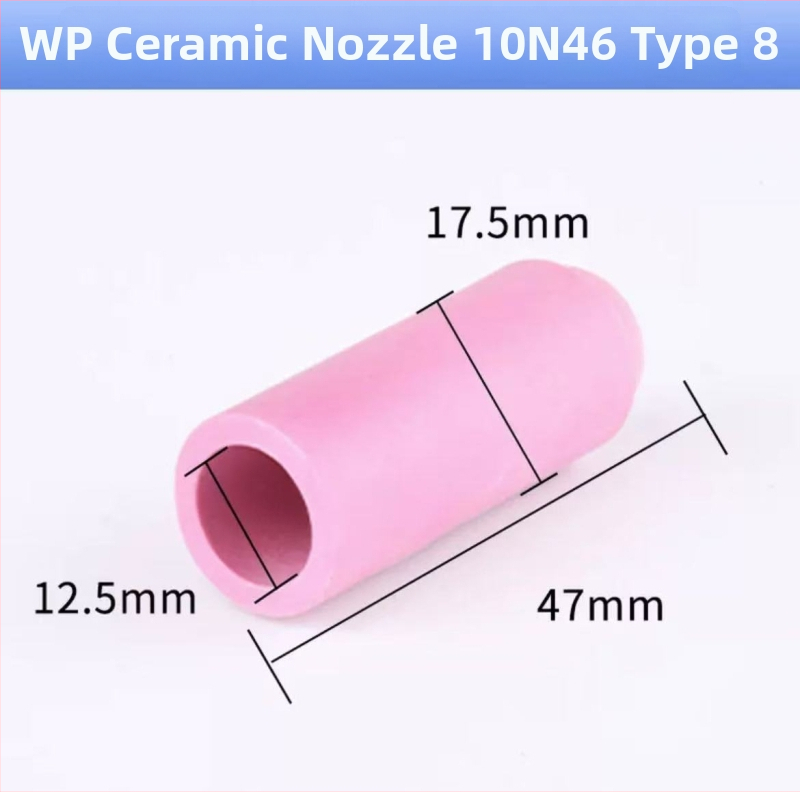 Príslušenstvo pre argónový oblúkový zvárač: tryska 17, dlhý koniec horáka, WP-18 dlhý tlakový kryt, 26 wolframový držiak ihly, keramická tryska