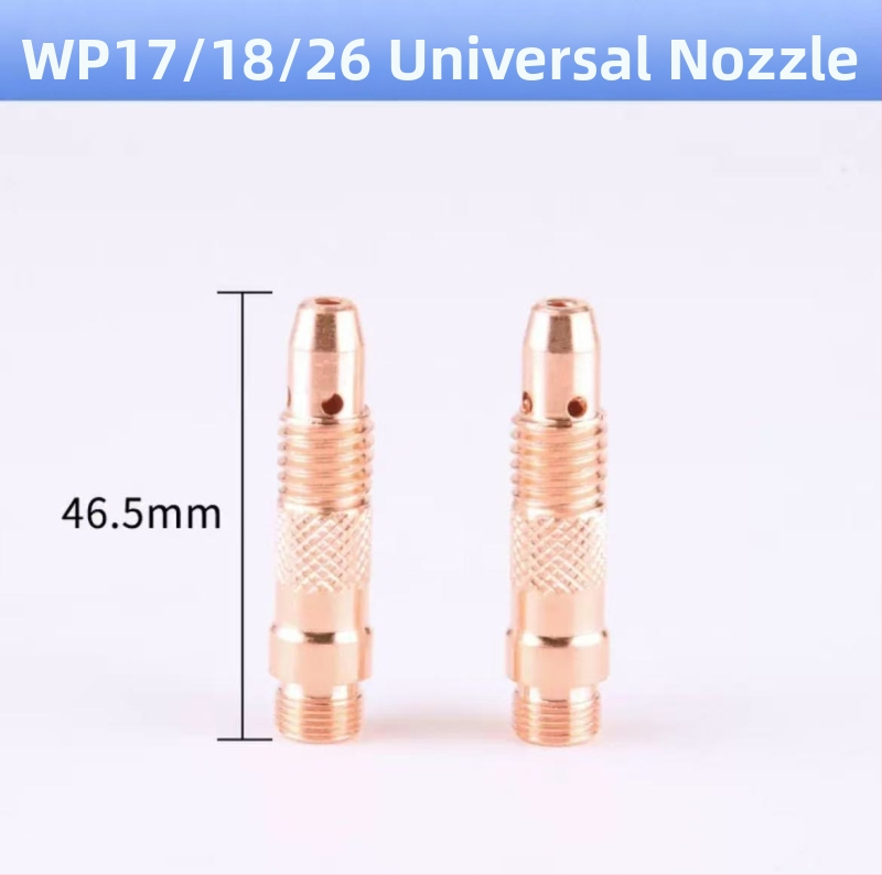 Príslušenstvo pre argónový oblúkový zvárač: tryska 17, dlhý koniec horáka, WP-18 dlhý tlakový kryt, 26 wolframový držiak ihly, keramická tryska