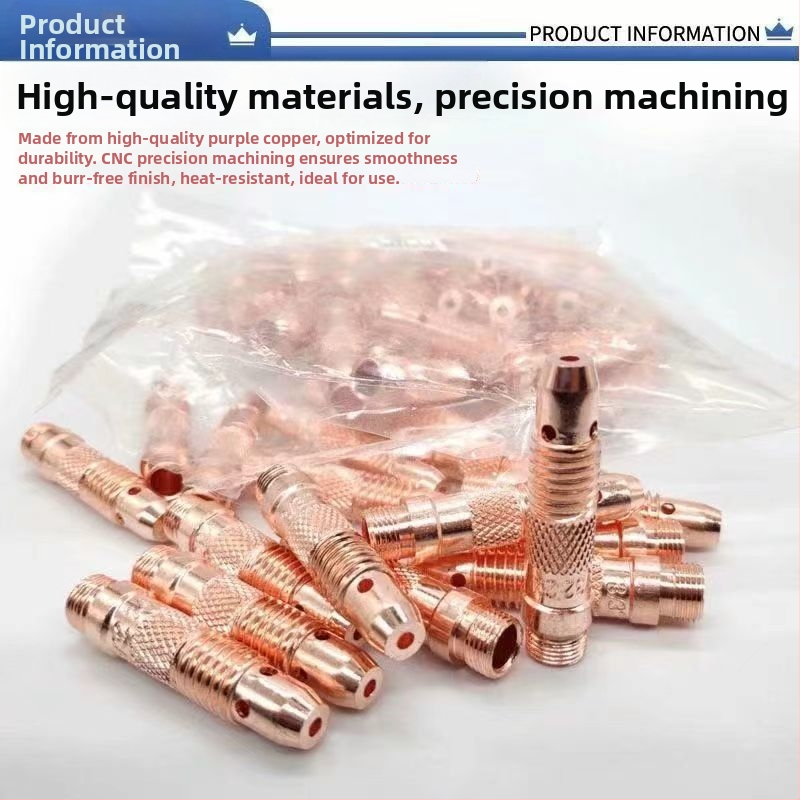 Príslušenstvo pre argónový oblúkový zvárač: tryska 17, dlhý koniec horáka, WP-18 dlhý tlakový kryt, 26 wolframový držiak ihly, keramická tryska