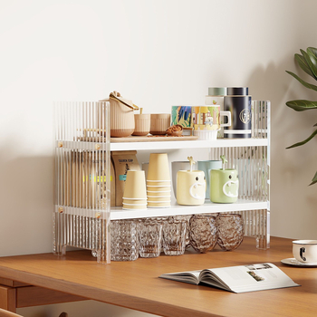 Plastični stolni organizator za čaše, 3-slojni stalak za čaše i čajni set, jednostavan modern stil