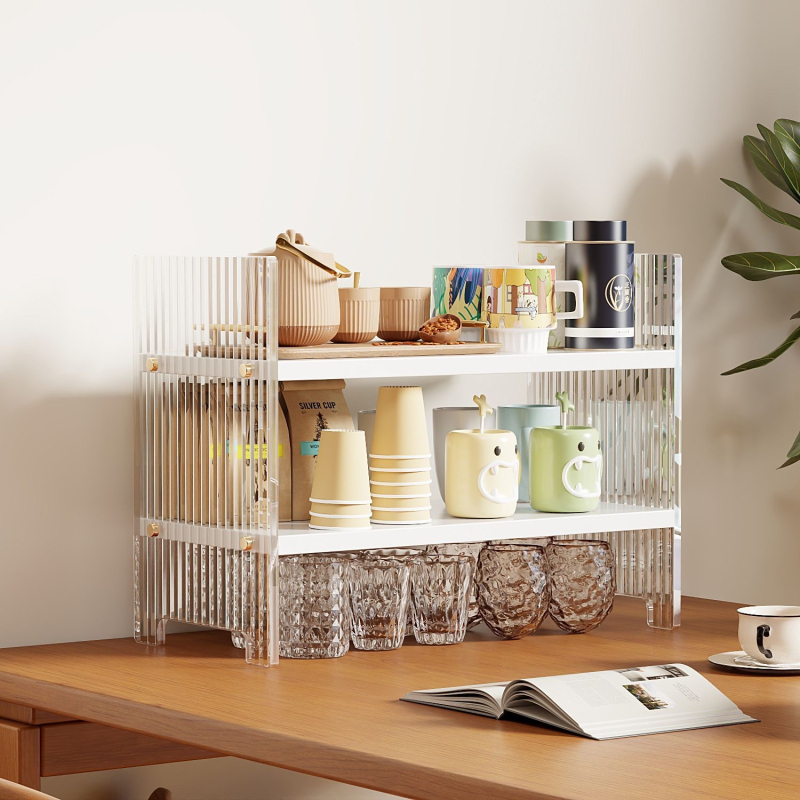 Plastični stolni organizator za čaše, 3-slojni stalak za čaše i čajni set, jednostavan modern stil