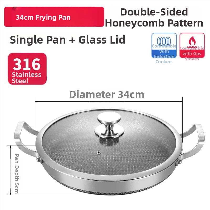 Tiga­na s dvije ručke od 316 nerđajućeg čelika, neprijanjajući premaz, trostruko dno, indukcijska kompatibilnost, stakleni poklopac, model B016