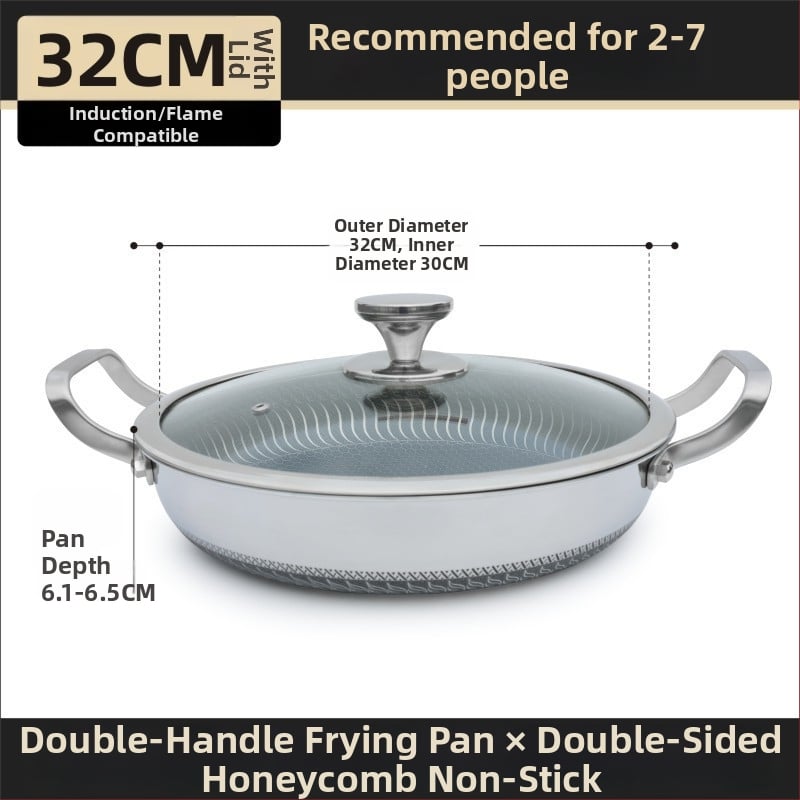 Tiga­na s dvije ručke od 316 nerđajućeg čelika, neprijanjajući premaz, trostruko dno, indukcijska kompatibilnost, stakleni poklopac, model B016