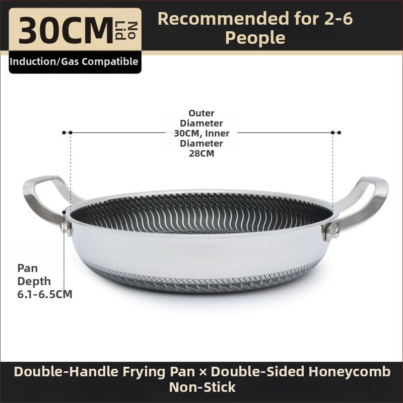 Tiga­na s dvije ručke od 316 nerđajućeg čelika, neprijanjajući premaz, trostruko dno, indukcijska kompatibilnost, stakleni poklopac, model B016