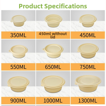 Biodegradovateľná krabička na obed z kukuričného škrobu, guľatá, objem 450 ml, s pevnejším vrchnákom