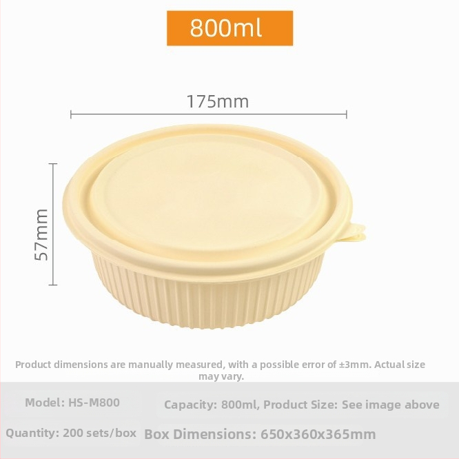 Biodegradovateľná krabička na obed z kukuričného škrobu, guľatá, objem 450 ml, s pevnejším vrchnákom