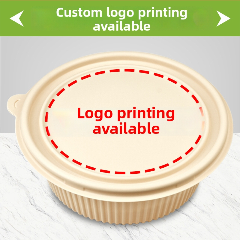 Biodegradovateľná krabička na obed z kukuričného škrobu, guľatá, objem 450 ml, s pevnejším vrchnákom