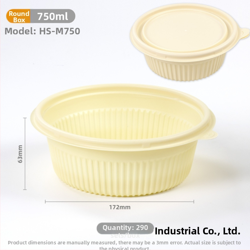Biodegradovateľná krabička na obed z kukuričného škrobu, guľatá, objem 450 ml, s pevnejším vrchnákom