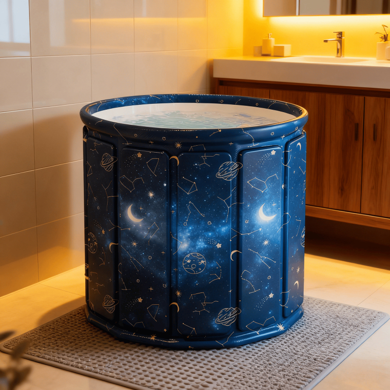 Sklopiva kada za odrasle – prijenosna, cjelovita kupka, bez poklopca; materijali: vodootporna tkanina, Pearl Cotton, kompozitna ploča, PVC