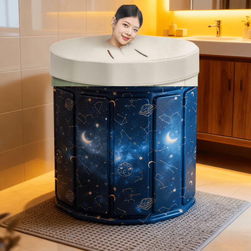 Sklopiva kada za odrasle – prijenosna, cjelovita kupka, bez poklopca; materijali: vodootporna tkanina, Pearl Cotton, kompozitna ploča, PVC