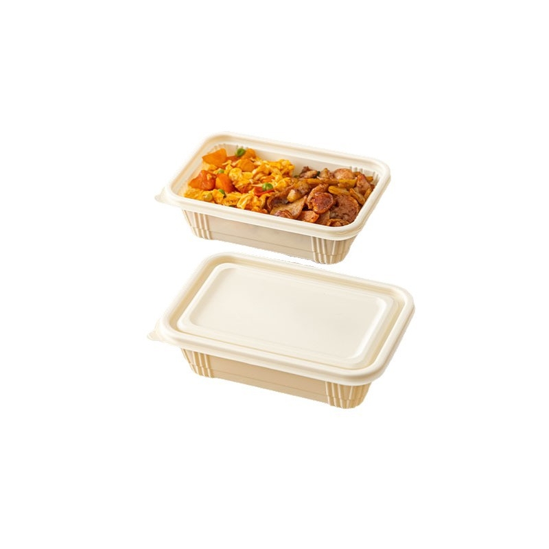 Cutie de tacâmuri de unică folosință din amidon de porumb, alimentară, portabilă și sigilată, formă rotundă; Material: amidon de porumb; Biodegradabil: Da; Cantitate: 1; Capacitate: 1