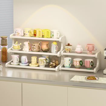 Stolni držač čaša sa 3 etaže, pokretan i rastavljiv, materijal Nanzhu, minimalistički stil