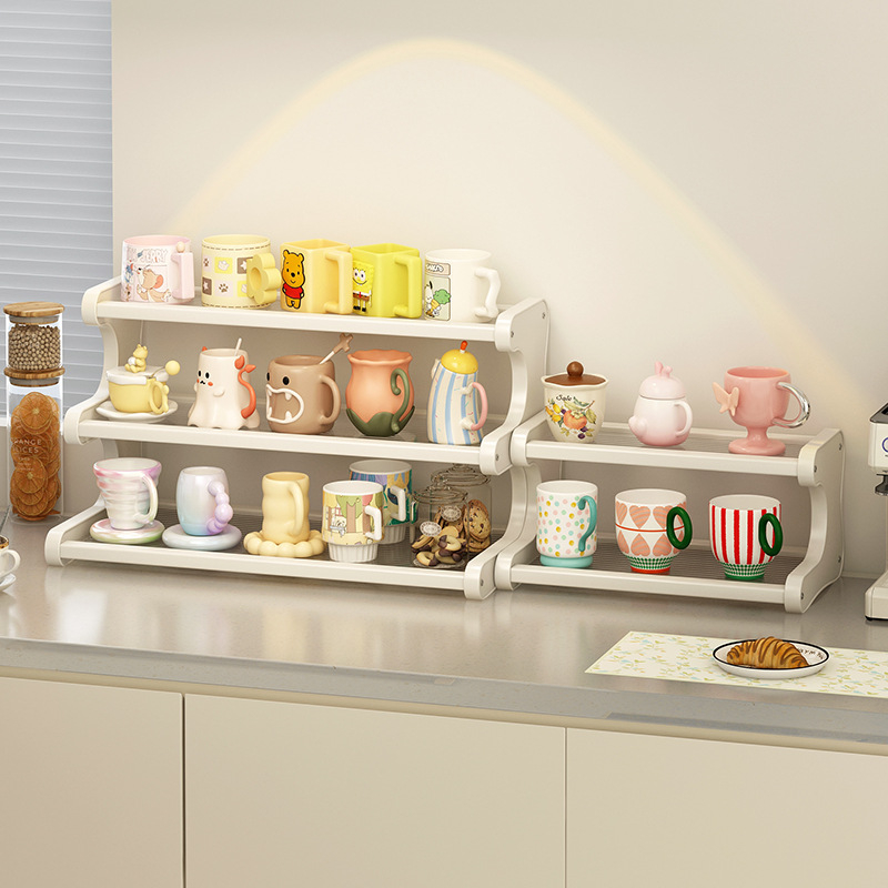 Stolni držač čaša sa 3 etaže, pokretan i rastavljiv, materijal Nanzhu, minimalistički stil