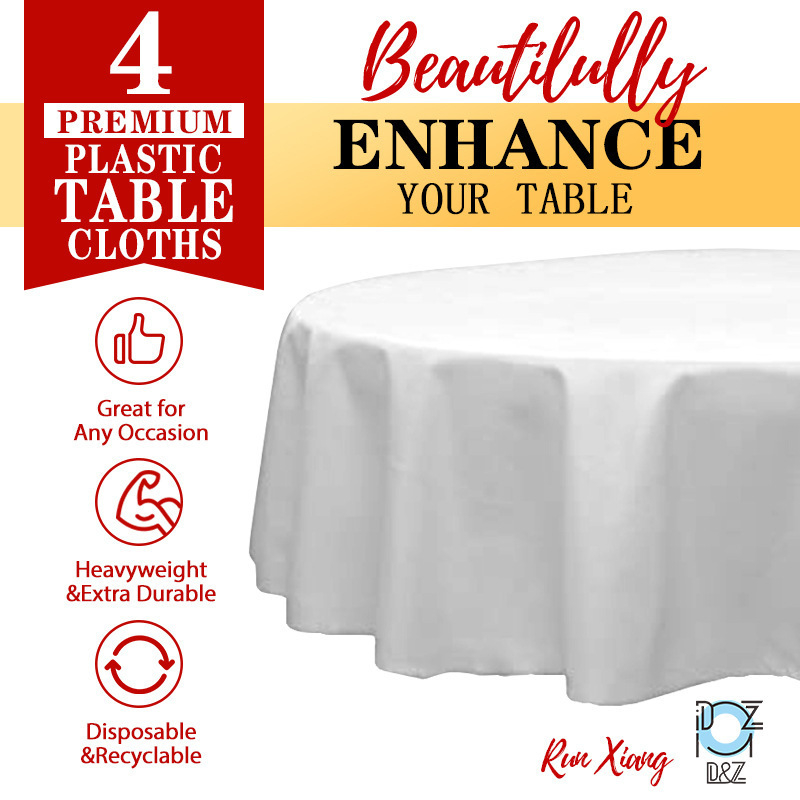 Runxiang PEVA kružni stolnjak, 3-slojna debljina, jedinstven uzorak, prilagodljiva izrada