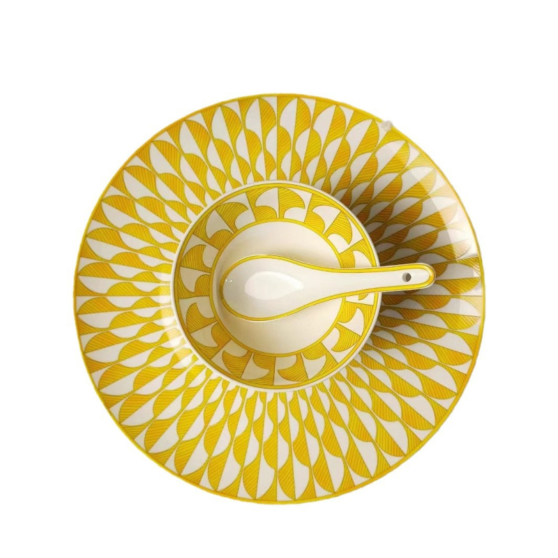 Keramička plosnata tanjura od kostne porcelan (>45% prašine od kostiju), kružnog oblika, prugasti uzorak, lagani luksuzni stil (promjer 10–10.9 cm ili 12–12.9 cm; otisak logotipa; mogućnost prilagodbe)