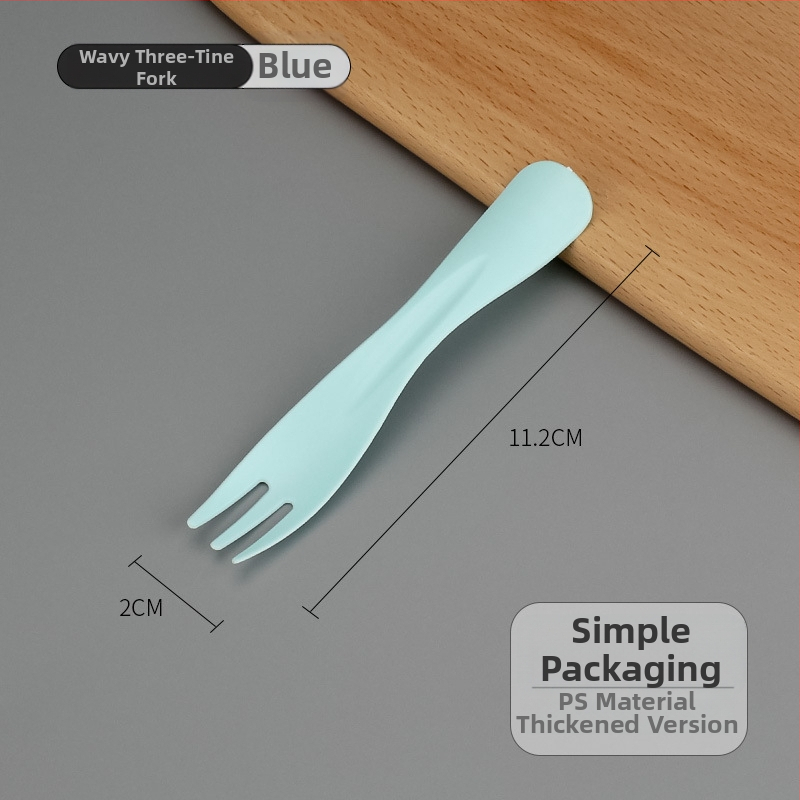 Egyszer használatos műanyag tortavilla hullámos háromfogú fejjel, gyümölcsökhöz, desszerthez és fagylalt-hoz, egyenként csomagolva, 100 darabos csomag