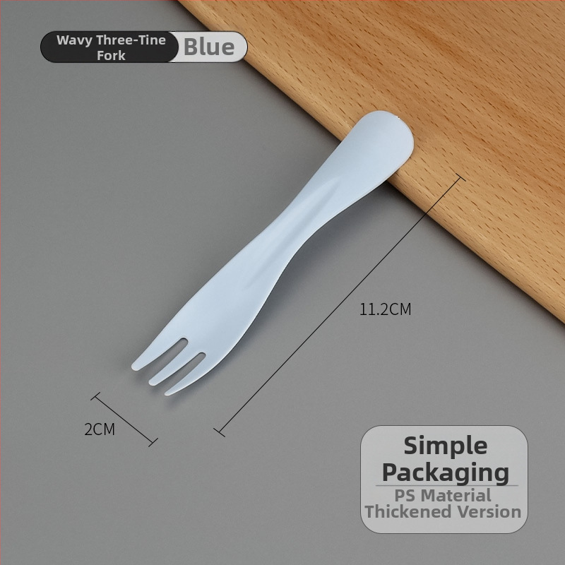 Egyszer használatos műanyag tortavilla hullámos háromfogú fejjel, gyümölcsökhöz, desszerthez és fagylalt-hoz, egyenként csomagolva, 100 darabos csomag