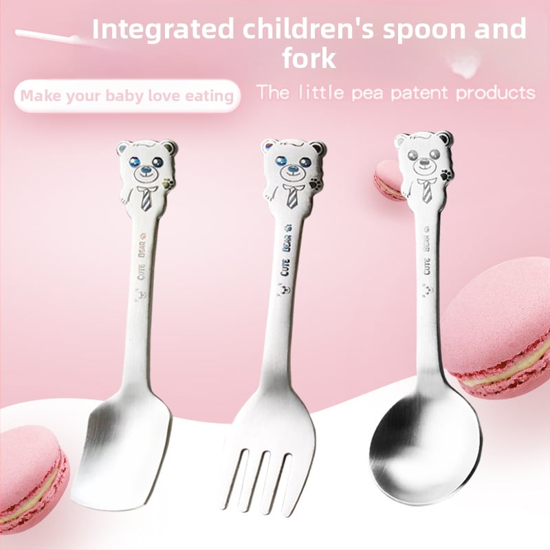 Σετ παιδικών μαχαιροπίρουνων από ανοξείδωτο ατσάλι 304 με σχέδιο κινουμένων σχεδίων και φινίρισμα καθρέφτη