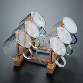 Boroszilikát üvegből készült teáscsésze fogantyúval, hőálló, kézzel fújt