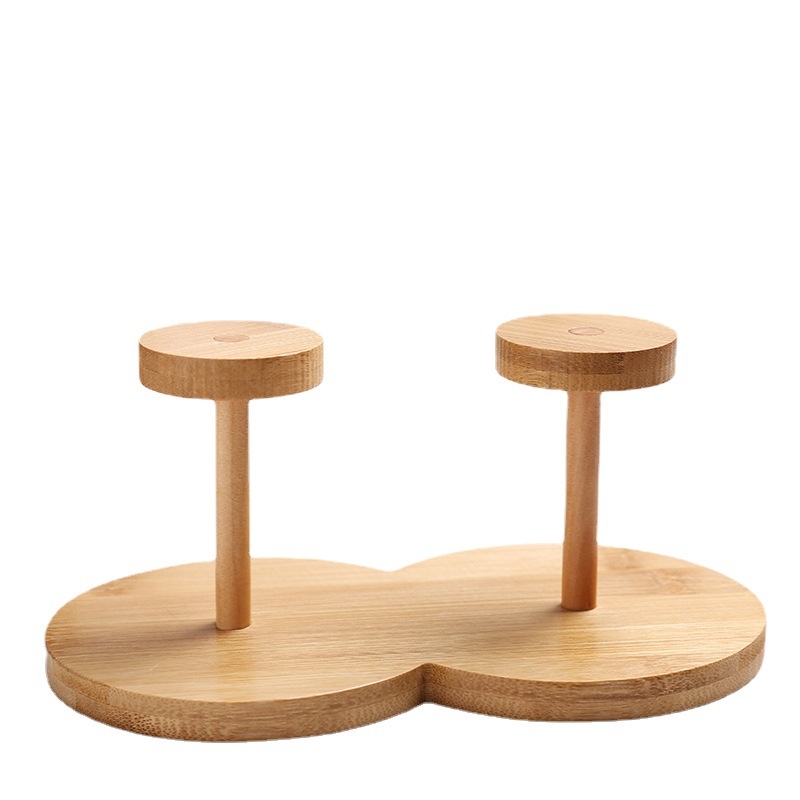 Bambusz pohártartó, egyszerű stílusú, asztali tároló polc bárpult mellé