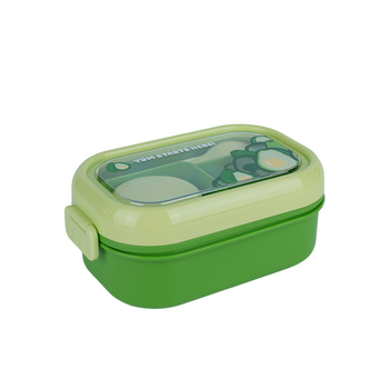 Gyerekeknek készült ebédes doboz rajzolt gyümölcs motívummal, műanyag, ovális alak, 501-800 ml, mikrohullámú sütőben használható, melegen tartja