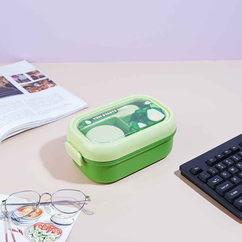 Gyerekeknek készült ebédes doboz rajzolt gyümölcs motívummal, műanyag, ovális alak, 501-800 ml, mikrohullámú sütőben használható, melegen tartja