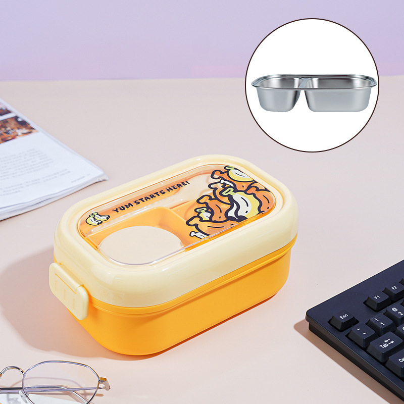 Gyerekeknek készült ebédes doboz rajzolt gyümölcs motívummal, műanyag, ovális alak, 501-800 ml, mikrohullámú sütőben használható, melegen tartja