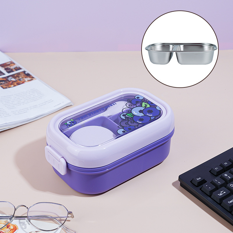 Gyerekeknek készült ebédes doboz rajzolt gyümölcs motívummal, műanyag, ovális alak, 501-800 ml, mikrohullámú sütőben használható, melegen tartja