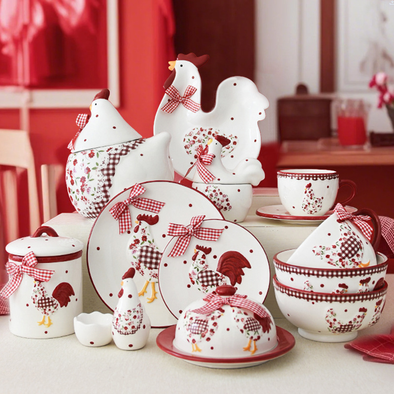 Kerámia étkészlet: kávéscsészék, tálak és tányérok, zárható üveg; egyszerű INS stílus; kézzel készített; testreszabható.