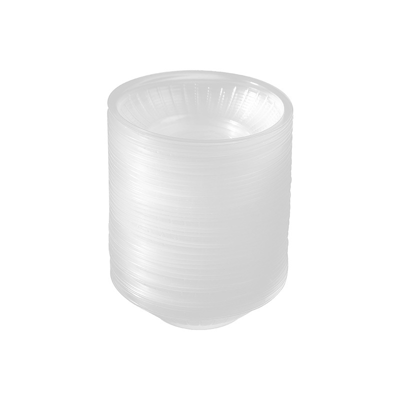 Egyszer használatos szósztál, kerek műanyag tál, hőálló, mikróban nem használható, logóval ellátva, termék szám TTT1004011715