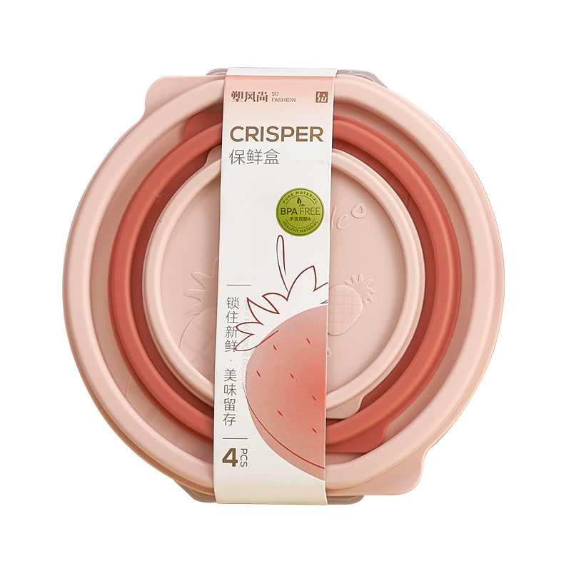 Élelmiszer-tároló doboz, négyszögletes, átlátszó PP anyagból, mikróhullámú sütőben használható, eper mintás, kapacitás: 0,3 L, 0,5–0,8 L, 1–2 L