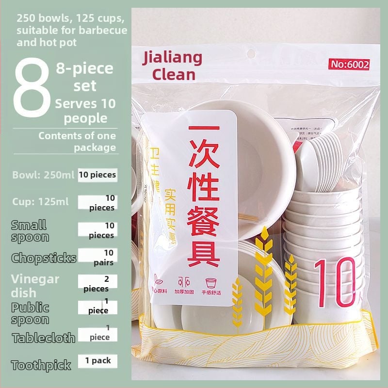 Σετ από μπαμπού οικιακής χρήσης - τροφίμου ποιότητα, ανθεκτικό σε υψηλές θερμοκρασίες, στρογγυλά μπολ, κύπελλα, πιάτα και μαχαιροπίρουνα για φαγητό και κατασκήνωση