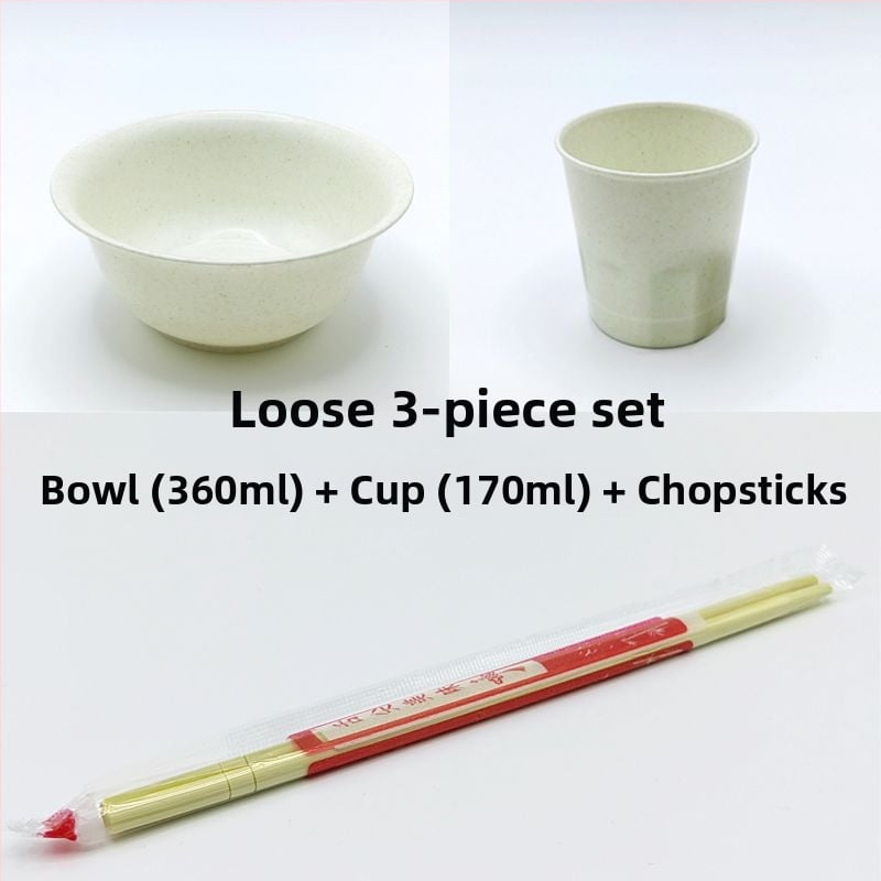 Σετ από μπαμπού οικιακής χρήσης - τροφίμου ποιότητα, ανθεκτικό σε υψηλές θερμοκρασίες, στρογγυλά μπολ, κύπελλα, πιάτα και μαχαιροπίρουνα για φαγητό και κατασκήνωση