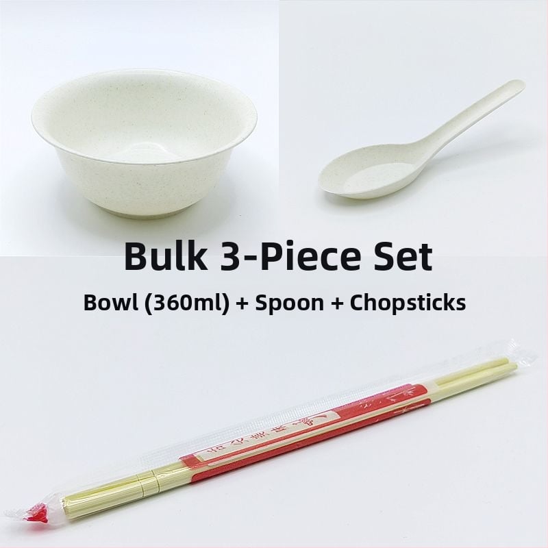 Σετ από μπαμπού οικιακής χρήσης - τροφίμου ποιότητα, ανθεκτικό σε υψηλές θερμοκρασίες, στρογγυλά μπολ, κύπελλα, πιάτα και μαχαιροπίρουνα για φαγητό και κατασκήνωση