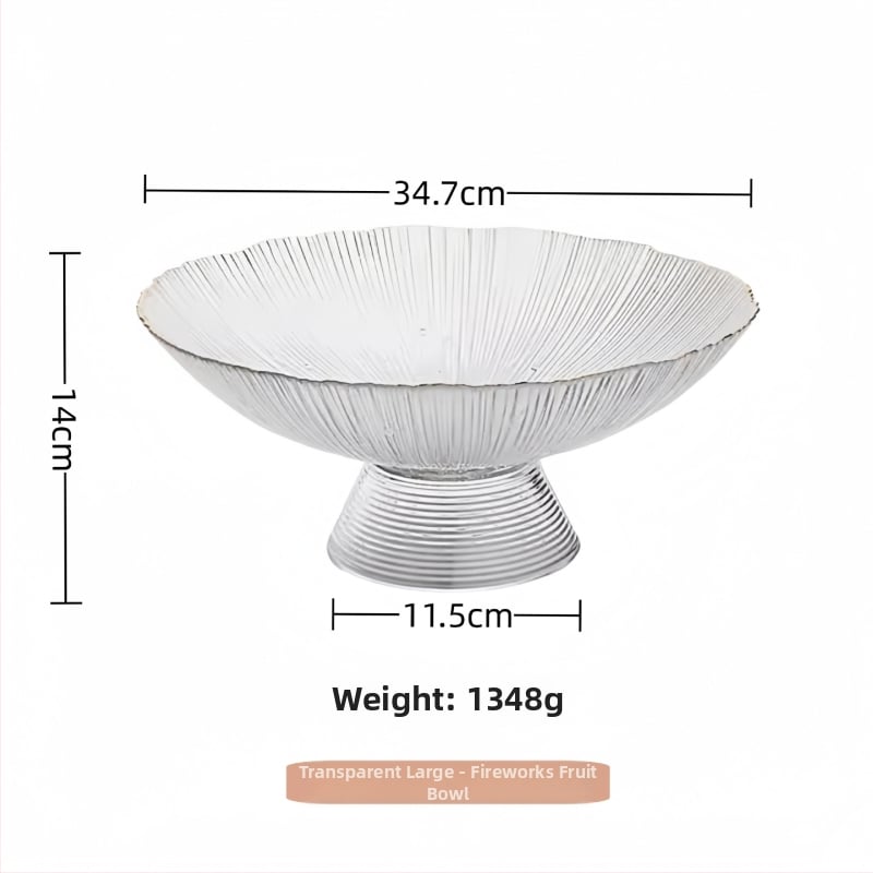 Staklena posuda za voće, okrugla, svijetao luksuzni retro stil, prugasti uzorak, elektroplating površina