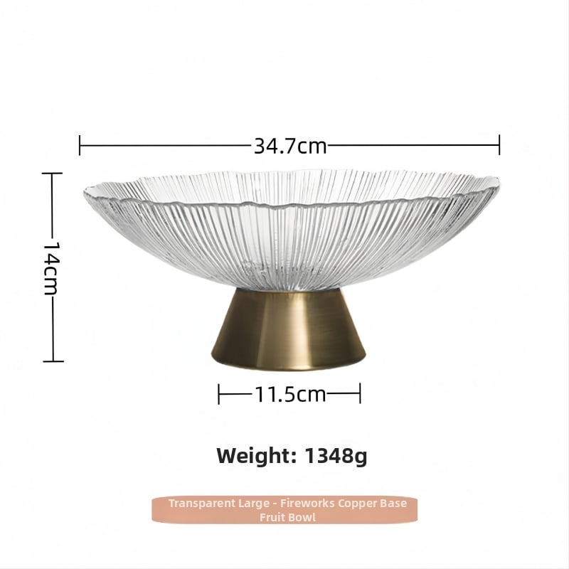 Staklena posuda za voće, okrugla, svijetao luksuzni retro stil, prugasti uzorak, elektroplating površina