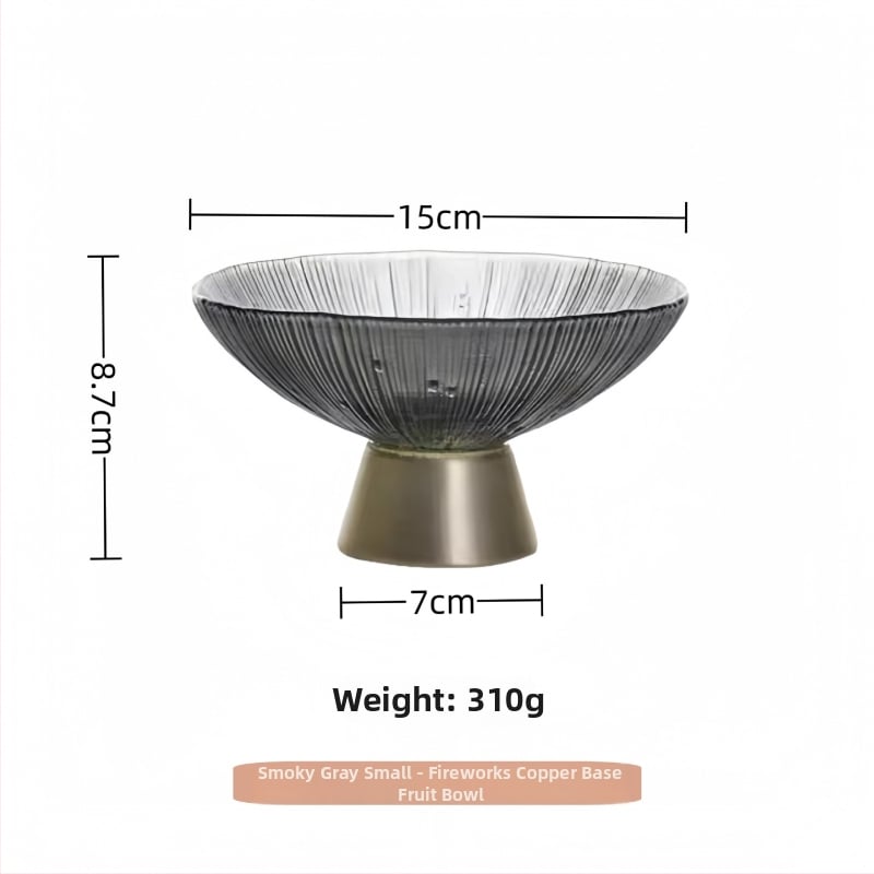 Staklena posuda za voće, okrugla, svijetao luksuzni retro stil, prugasti uzorak, elektroplating površina