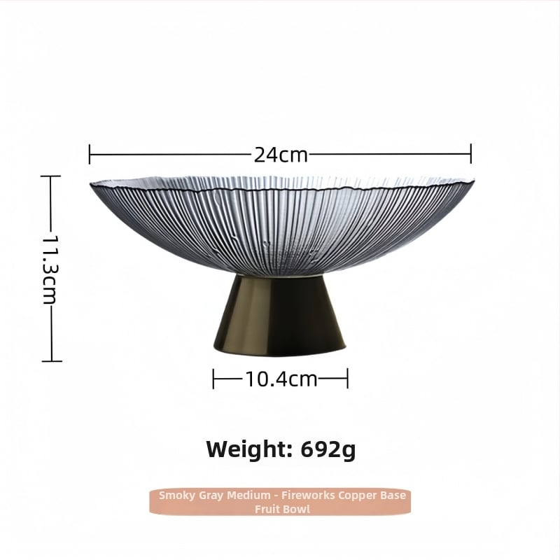 Staklena posuda za voće, okrugla, svijetao luksuzni retro stil, prugasti uzorak, elektroplating površina