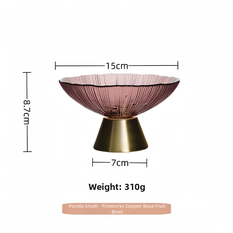 Staklena posuda za voće, okrugla, svijetao luksuzni retro stil, prugasti uzorak, elektroplating površina