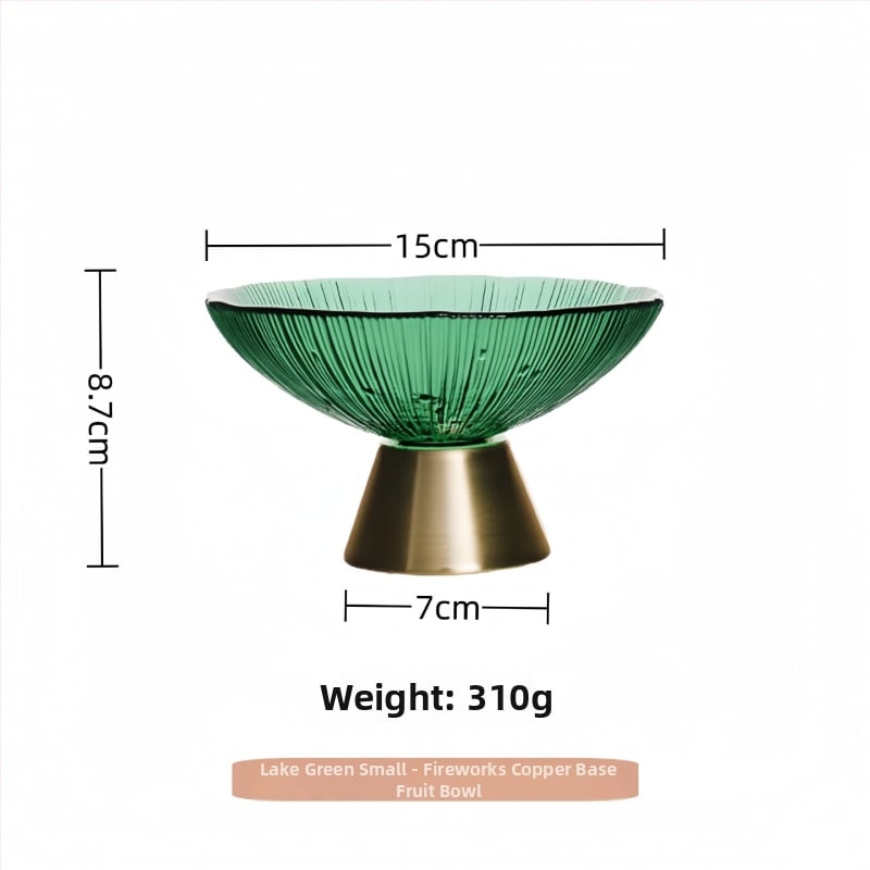 Staklena posuda za voće, okrugla, svijetao luksuzni retro stil, prugasti uzorak, elektroplating površina