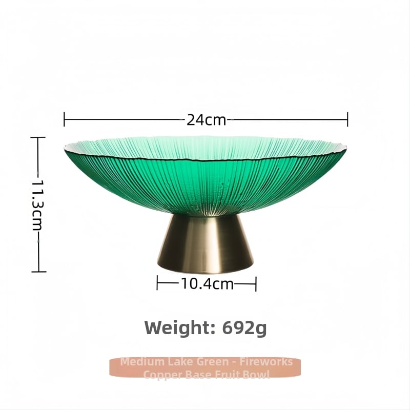 Staklena posuda za voće, okrugla, svijetao luksuzni retro stil, prugasti uzorak, elektroplating površina