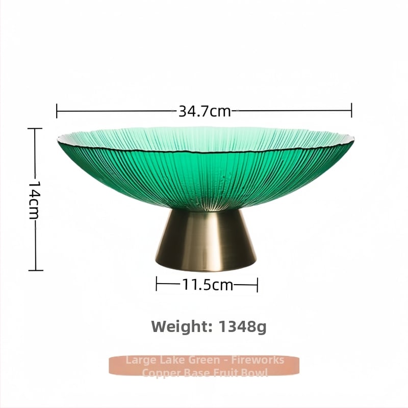 Staklena posuda za voće, okrugla, svijetao luksuzni retro stil, prugasti uzorak, elektroplating površina