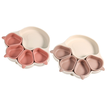 Dječji silikon posuđa set s posudom s usisnom u obliku mačje šape, odvojiv, 1 kom; Materijal: silikon; Dob: nad 3 mjeseca; Kutija za mlijeko s četiri odjeljka; Stil: svjež i sladak